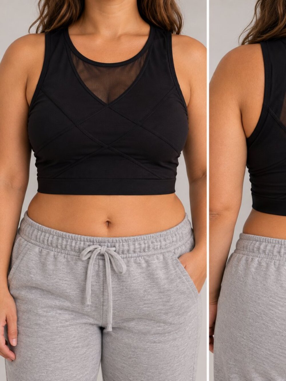 Crane Women’s Black Mesh Racerback Sports Bra Size XL Athletic Workout Top